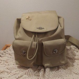 Beige Coach Drawstring Backpack